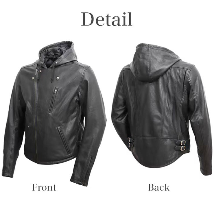 DEGNER デグナー フード付き ゴートレザーダブルライダース ジャケット ブラック 4