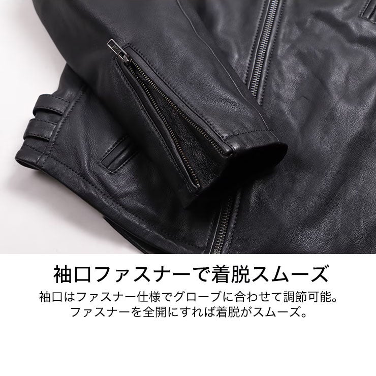 DEGNER デグナー フード付き ゴートレザーダブルライダース ジャケット ブラック 8