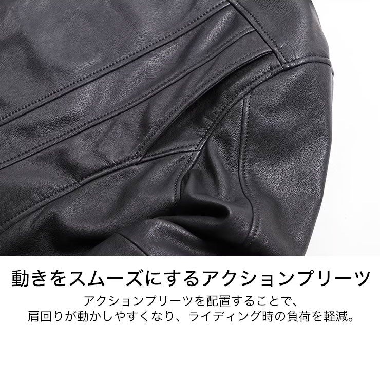 DEGNER デグナー フード付き ゴートレザーダブルライダース ジャケット ブラック 9