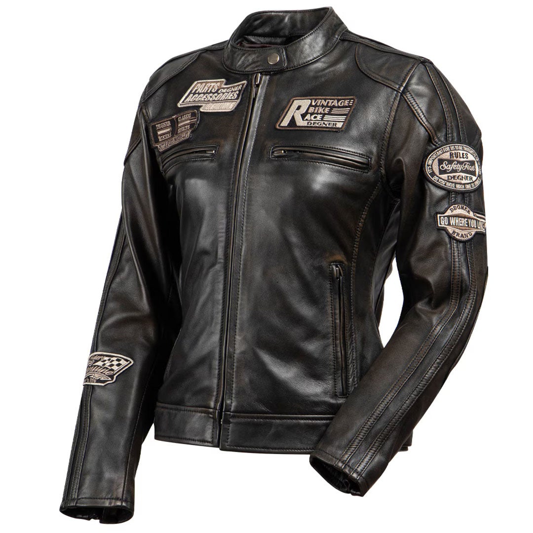 DEGNER デグナー レディース シープレザー ジャケット ワッペン付き