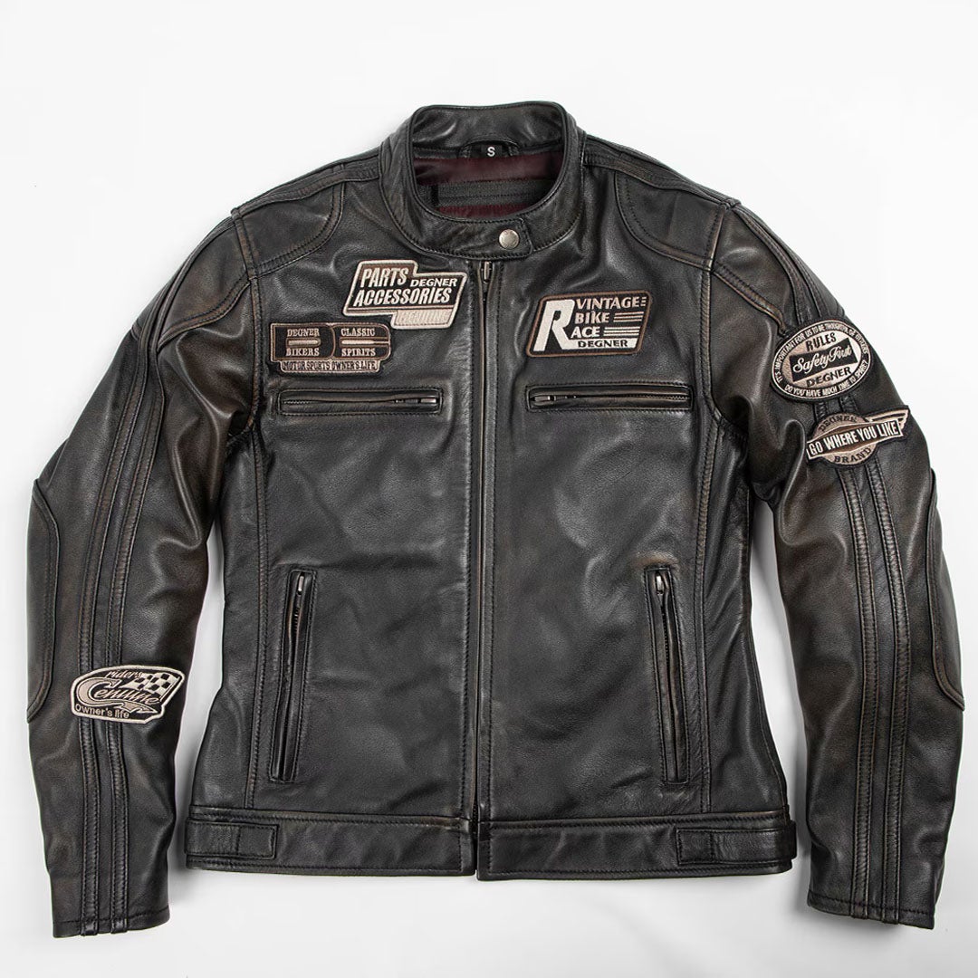 DEGNER デグナー レディース シープレザー ジャケット ワッペン付き 3