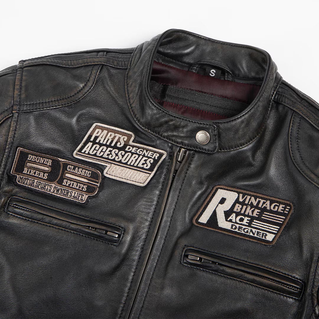 DEGNER デグナー レディース シープレザー ジャケット ワッペン付き 6