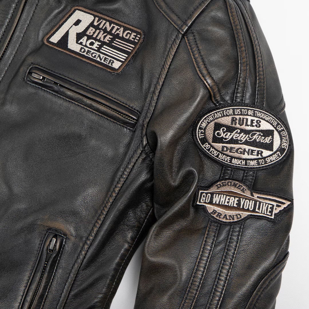 DEGNER デグナー レディース シープレザー ジャケット ワッペン付き 8