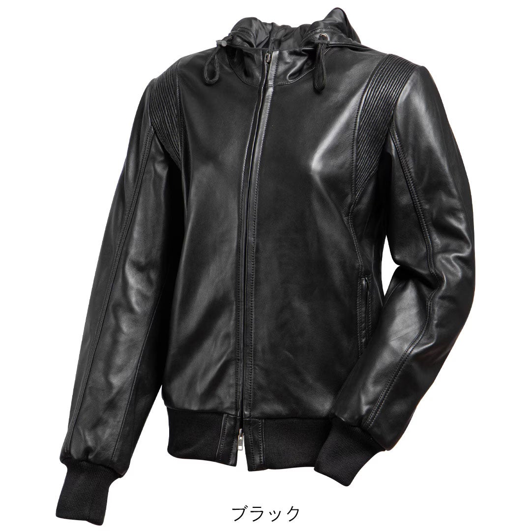 DEGNER デグナー レディース フード付き シープレザー ジャケット ブラック