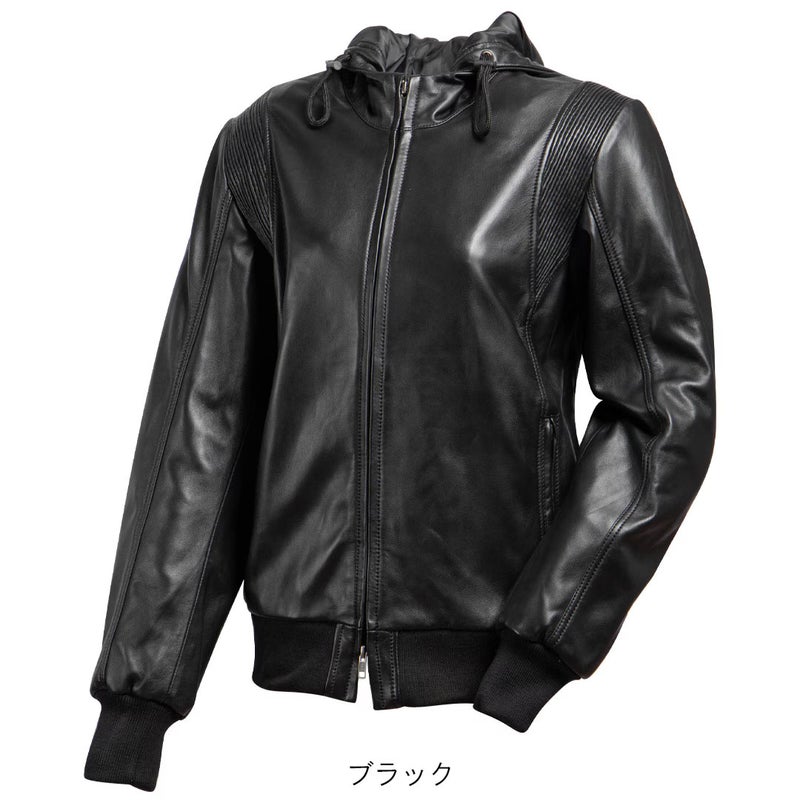 DEGNER デグナー レディース フード付き シープレザー ジャケット ブラック