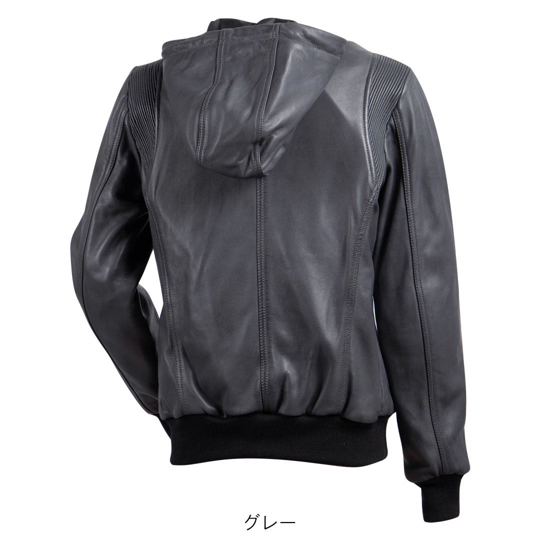 DEGNER デグナー レディース フード付き シープレザー ジャケット グレー 2