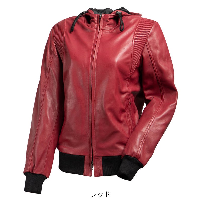 DEGNER デグナー レディース フード付き シープレザー ジャケット レッド