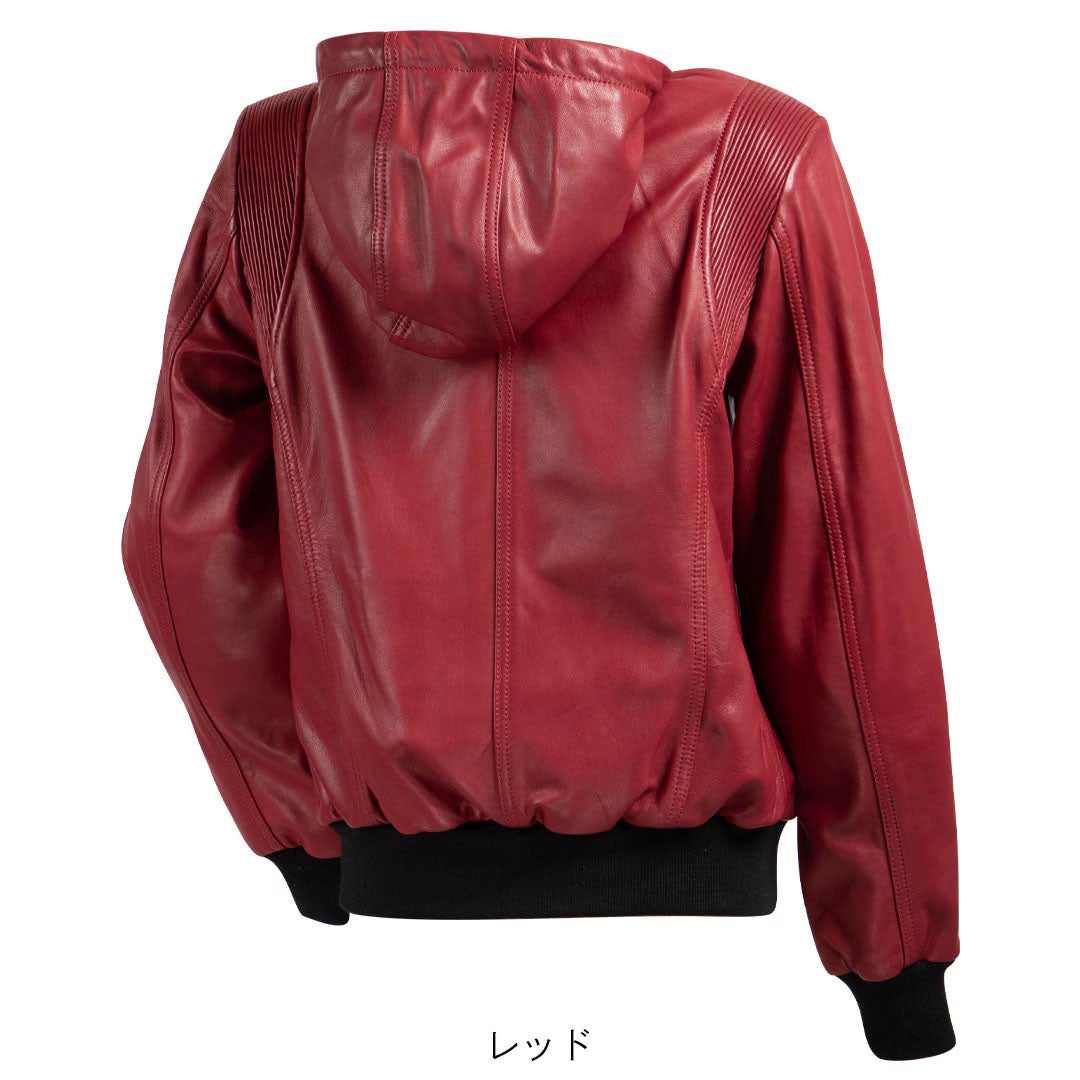 DEGNER デグナー レディース フード付き シープレザー ジャケット レッド 2