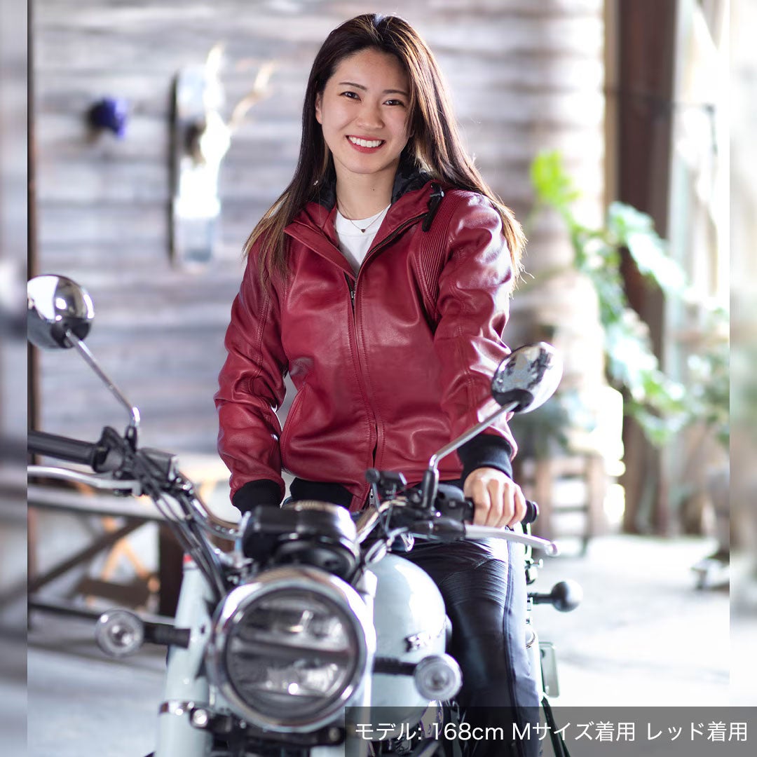 DEGNER デグナー レディース フード付き シープレザー ジャケット レッド 4