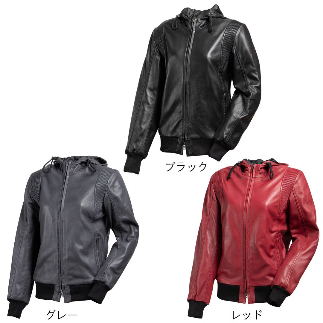 DEGNER デグナー レディース フード付き シープレザー ジャケット レッド 5