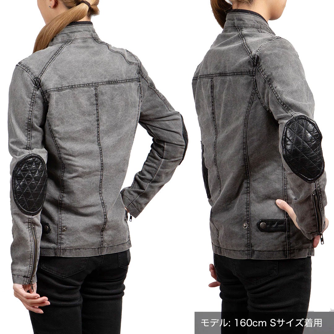 DEGNER デグナー レディース テキスタイル/レザー コンビジャケット ブラック 2