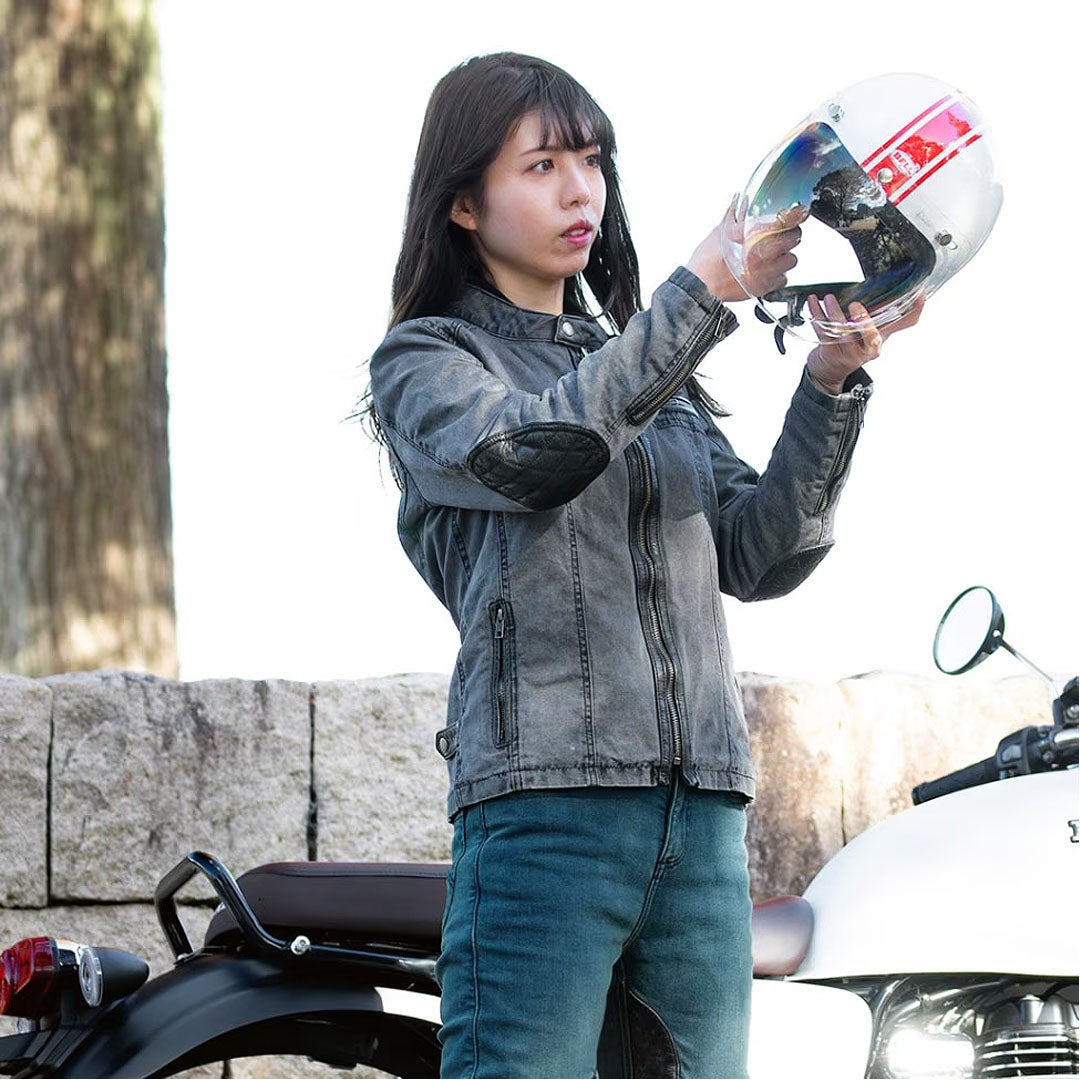 DEGNER デグナー レディース テキスタイル/レザー コンビジャケット ブラック 10