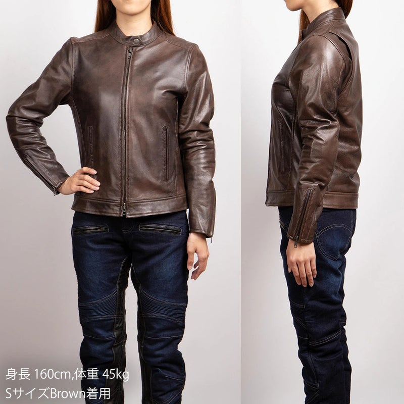 DEGNER デグナー レディース カウレザー ライダースジャケット ブラウン