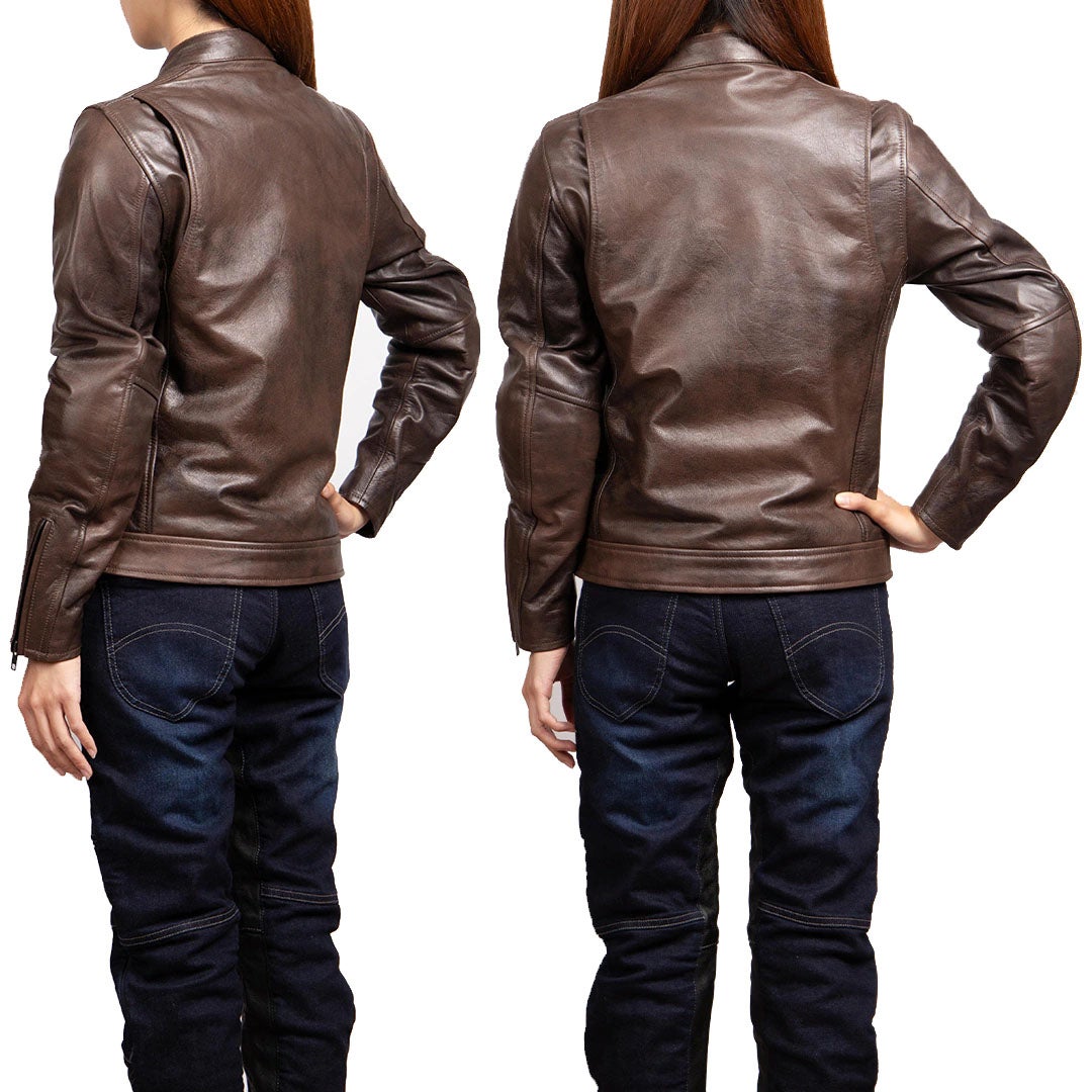 DEGNER デグナー レディース カウレザー ライダースジャケット ブラウン 2