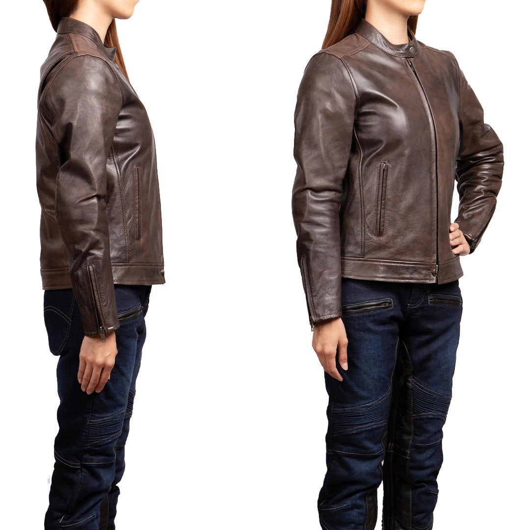 DEGNER デグナー レディース カウレザー ライダースジャケット ブラウン 3