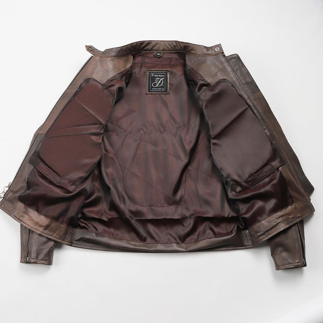 DEGNER デグナー レディース カウレザー ライダースジャケット ブラウン 6
