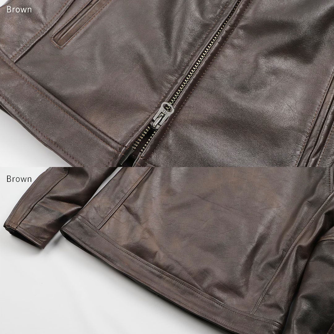 DEGNER デグナー レディース カウレザー ライダースジャケット ブラウン 7