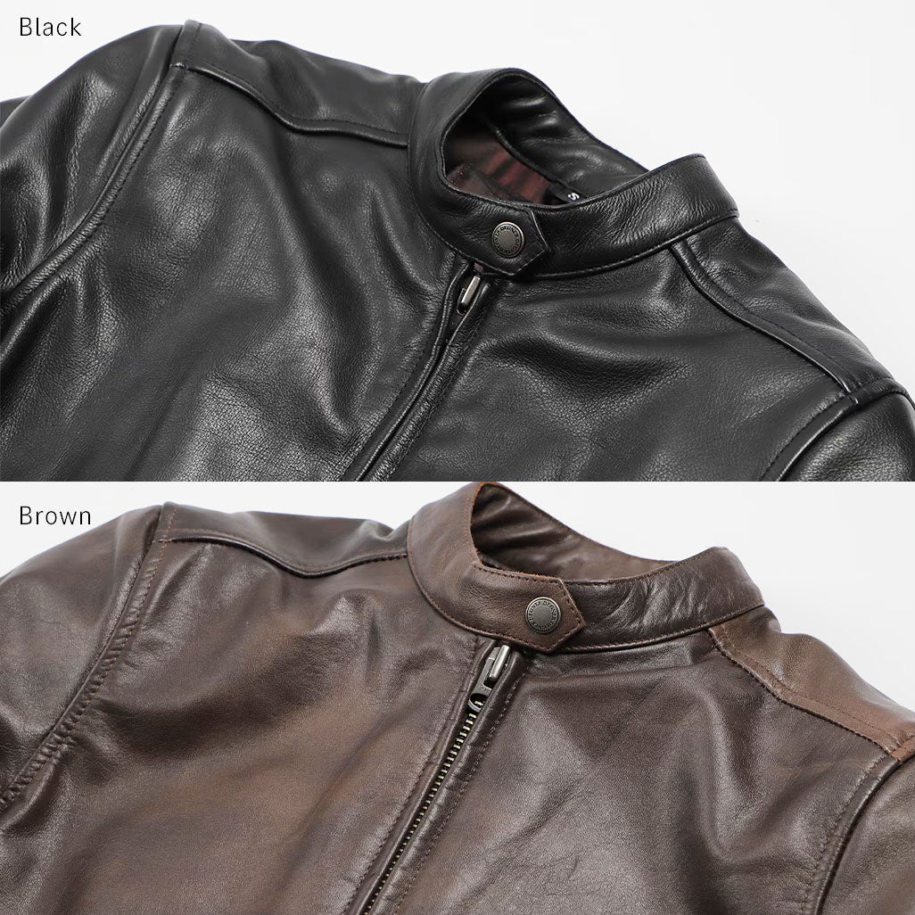 DEGNER デグナー レディース カウレザー ライダースジャケット ブラウン 9