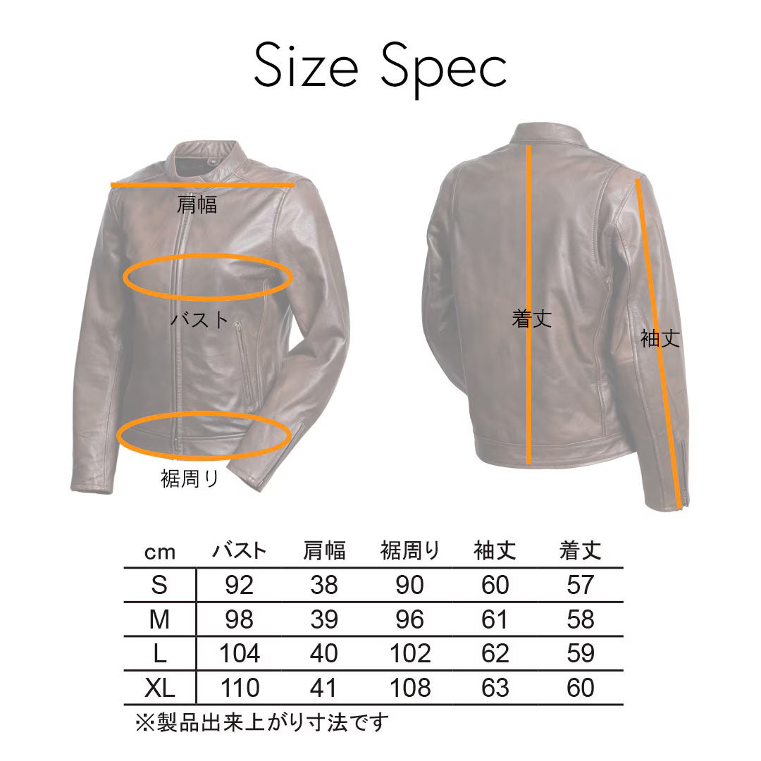 DEGNER デグナー レディース カウレザー ライダースジャケット ブラウン 13