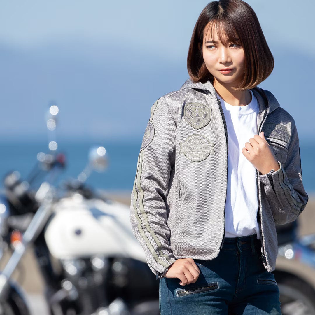 DEGNER デグナー レディース フード付き テキスタイルメッシュジャケット グレー 2