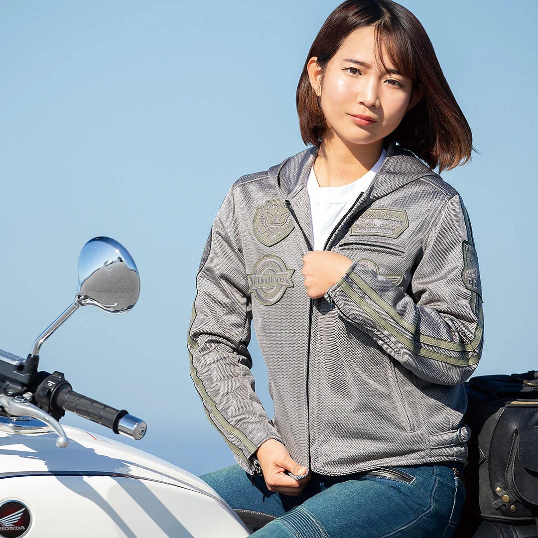 DEGNER デグナー レディース フード付き テキスタイルメッシュジャケット グレー 3