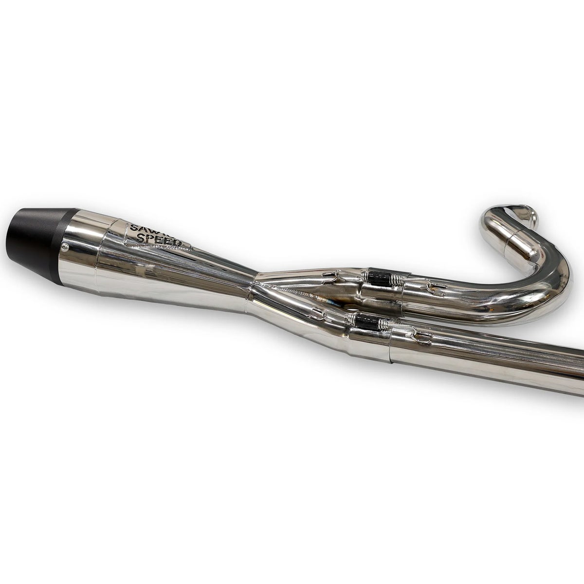 Intimidator ショーティー・2-1フルエキゾーストマフラー (ポリッシュ/ビレットエンド)1