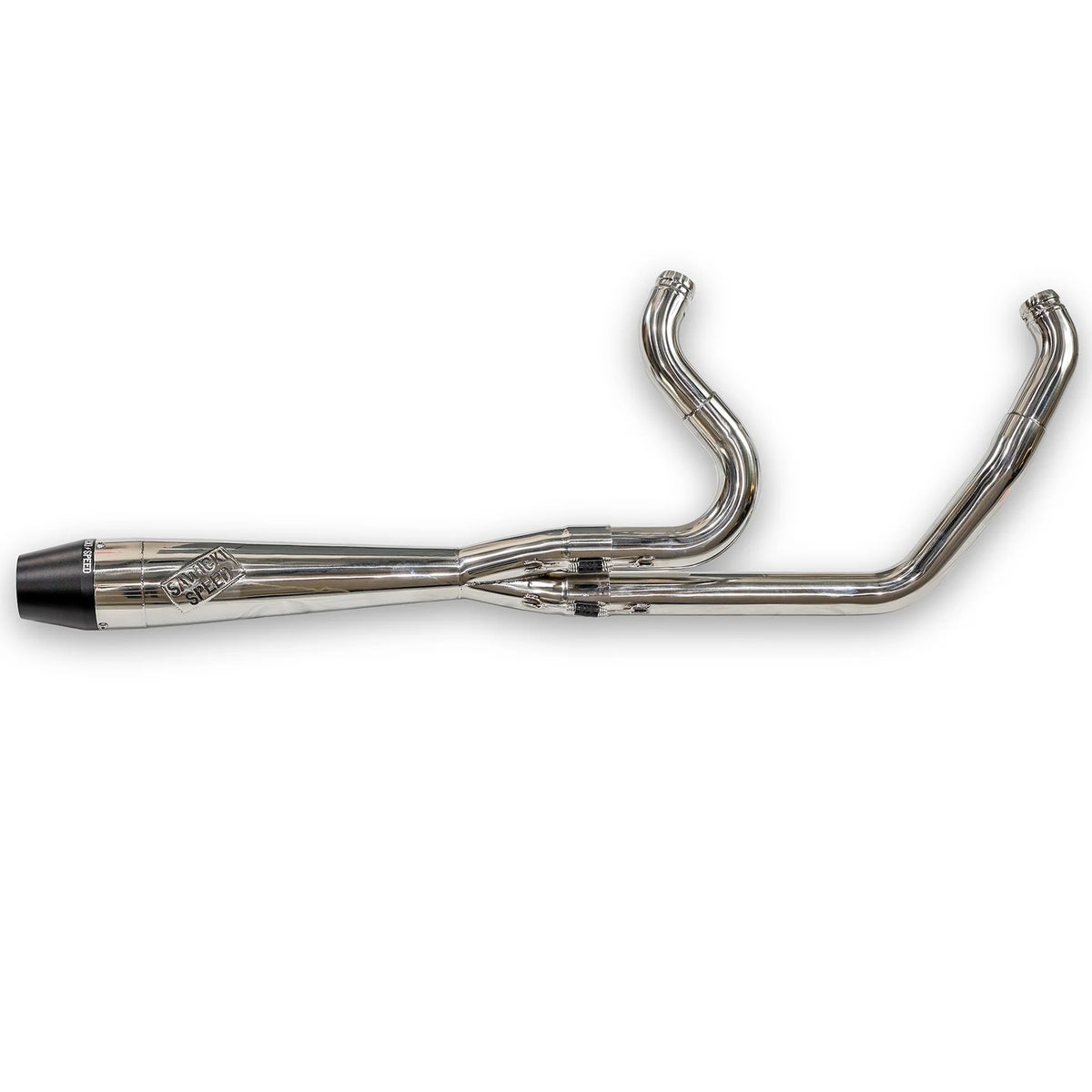 Intimidator ミッドレングス・2-1フルエキゾーストマフラー (ポリッシュ/ビレットエンド)