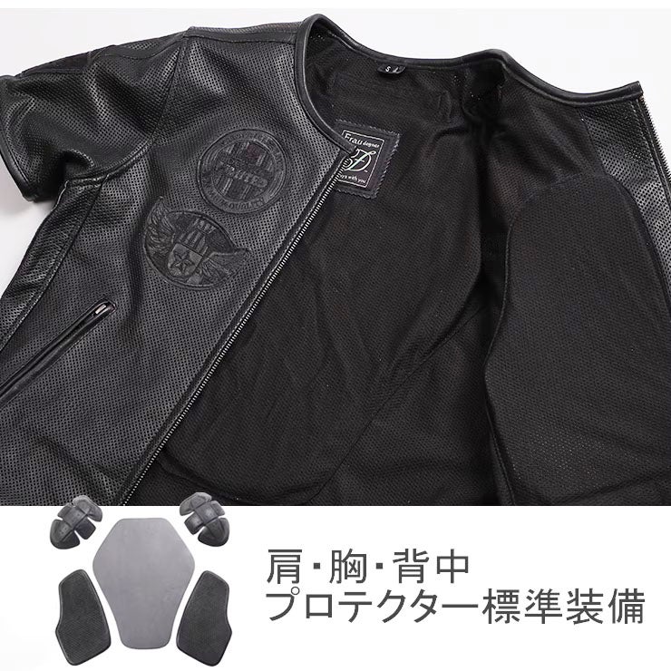 DEGNER デグナー レディース 半袖 メッシュレザージャケット 6