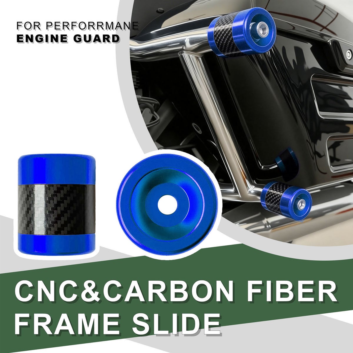 アルミカーボン スライダー パフォーマンスバガー クラッシュバー用 ブルー