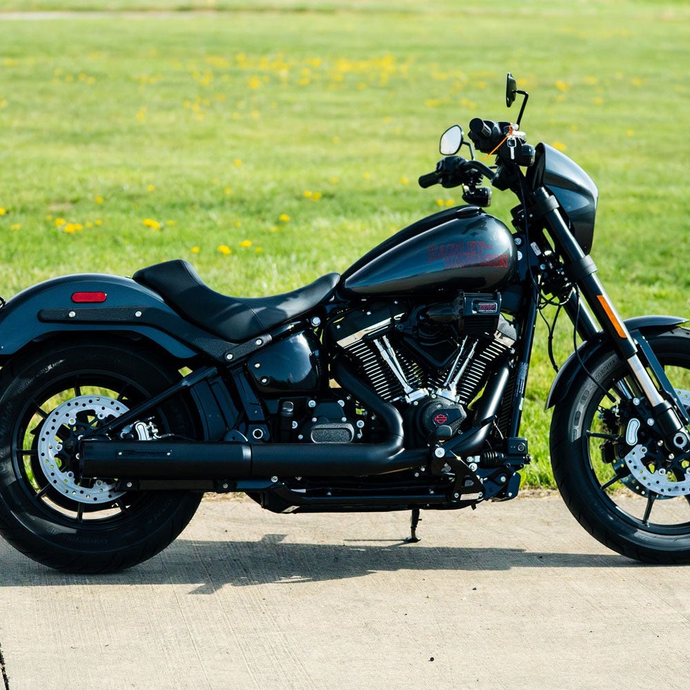  2025以降 ローライダーS/ST、ストリートボブ、ヘリテイジクラシック HP40 2-1スリップオンマフラー ブラック Rinehart 1