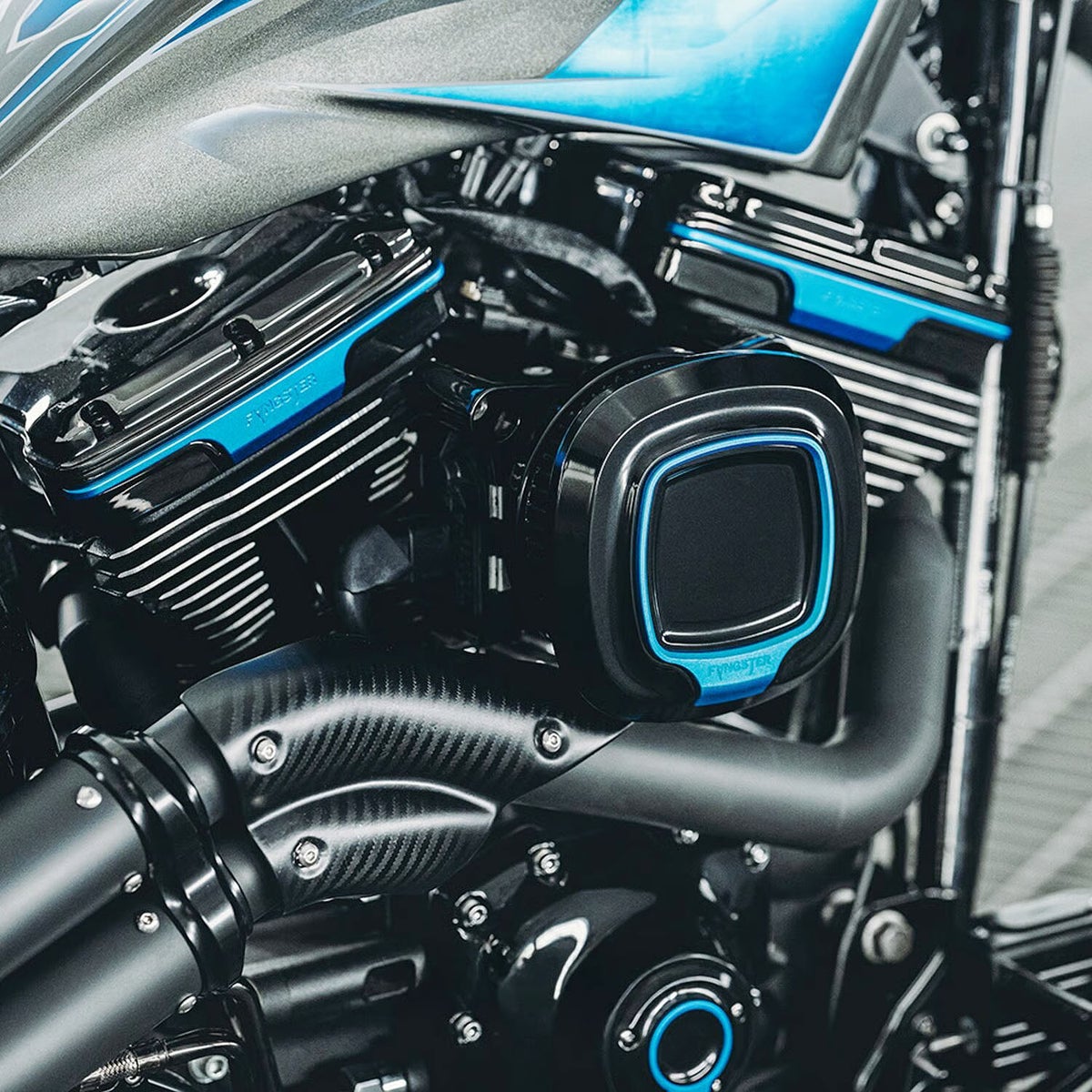 電子制御スロットル用 エアクリーナー ブラック/ブルー FANGSTER 2