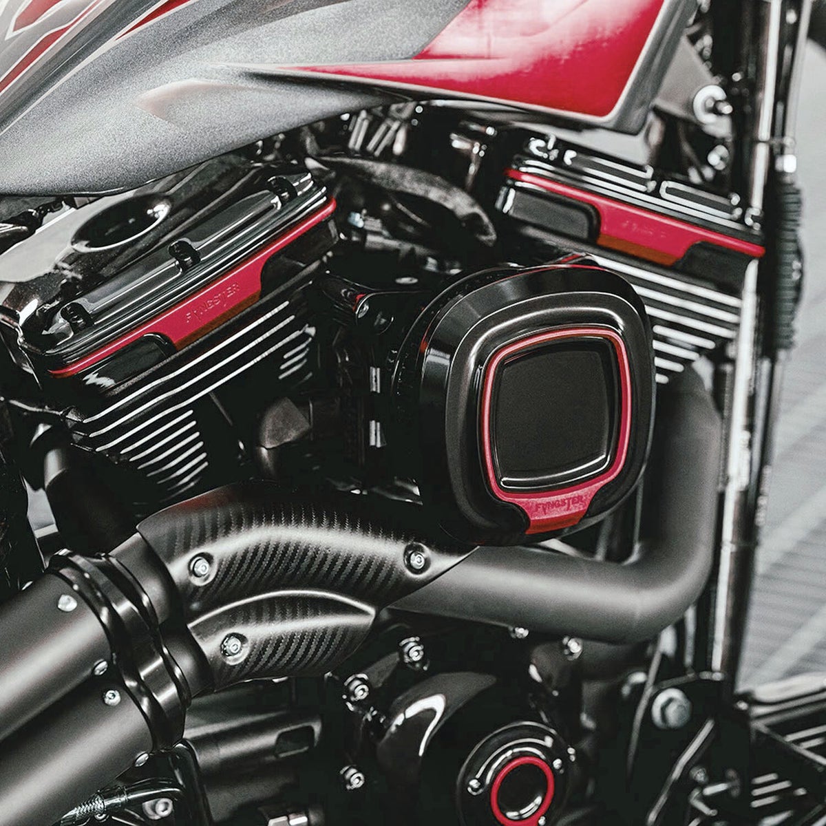 2004以降 スポーツスター エアクリーナー ブラック/レッド FANGSTER 2