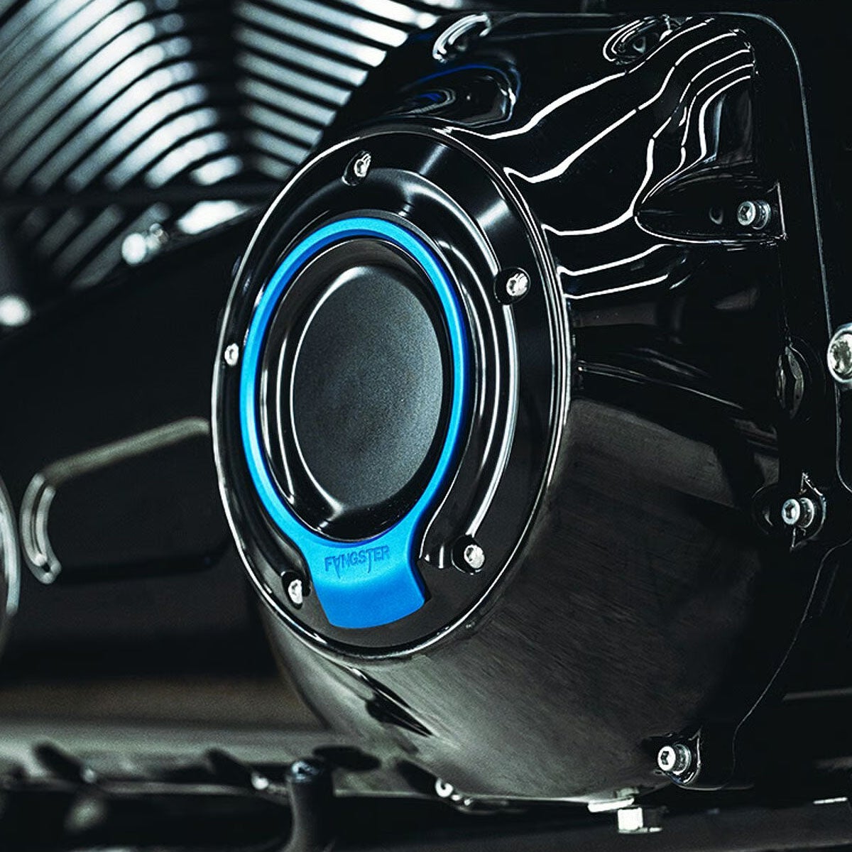 2019以降 ソフテイル ダービーカバー ブラック/ブルー FANGSTER