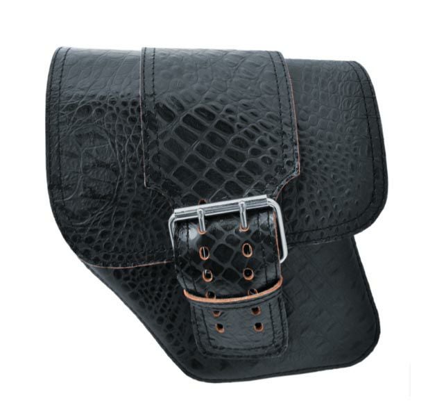 La Rosa Design シングルベルト・本皮サドルバッグ（アリゲーターエンボス）ブラック ダイナ用-01
