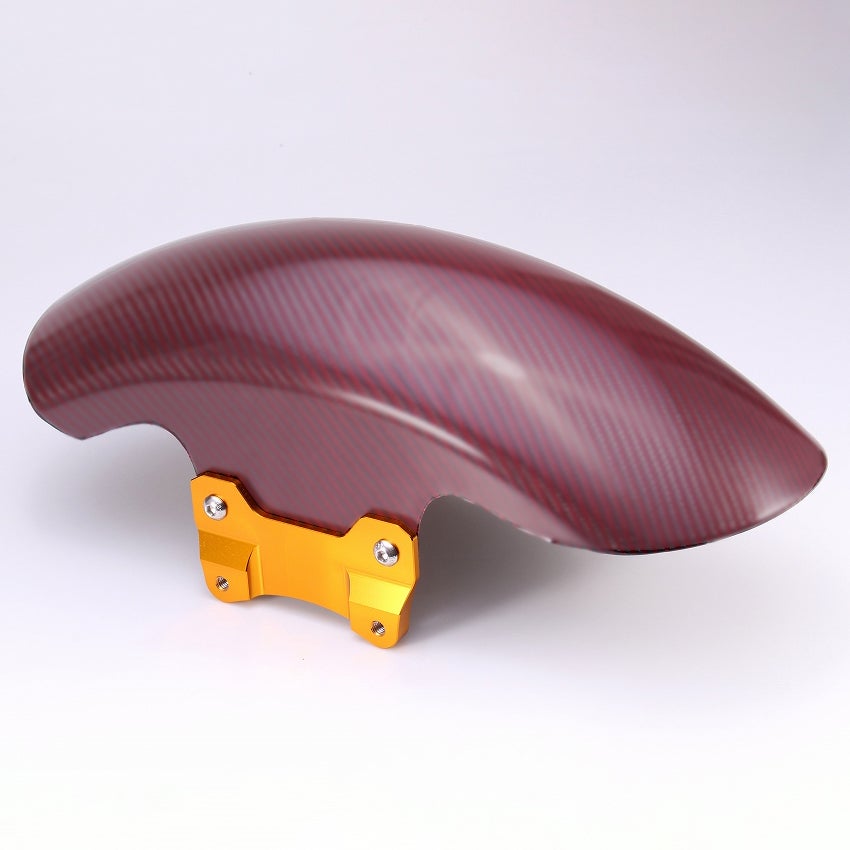 ドライカーボン ショートフロントフェンダー (レッド/艶消し/ゴールド)