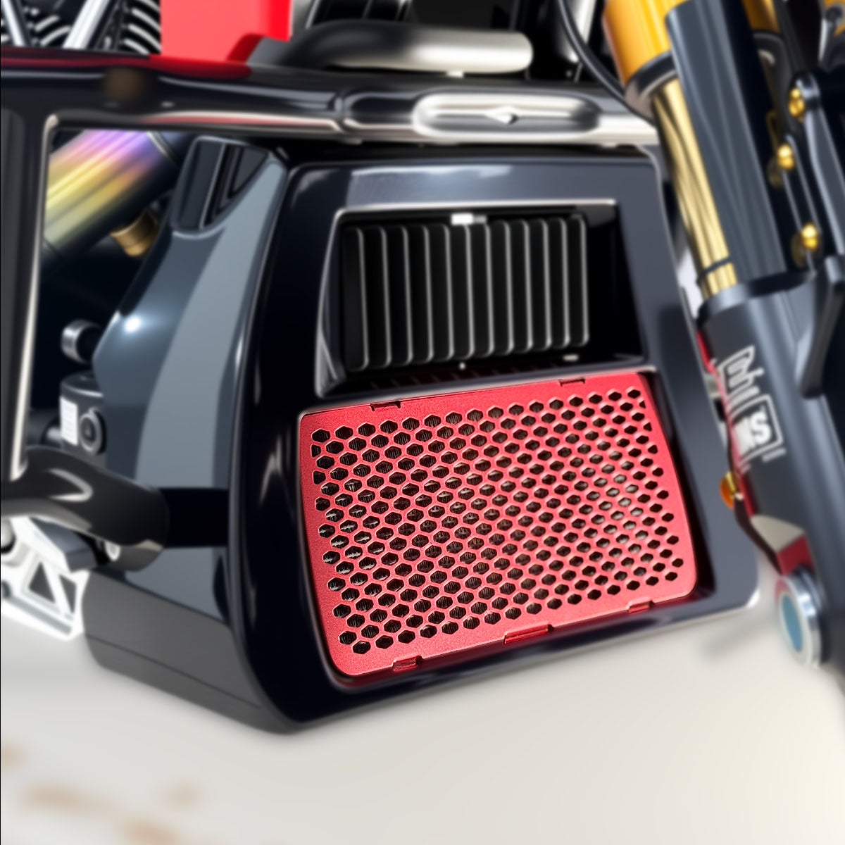 オイルクーラー カバー プロテクションガード レッド |ハーレーパーツ
