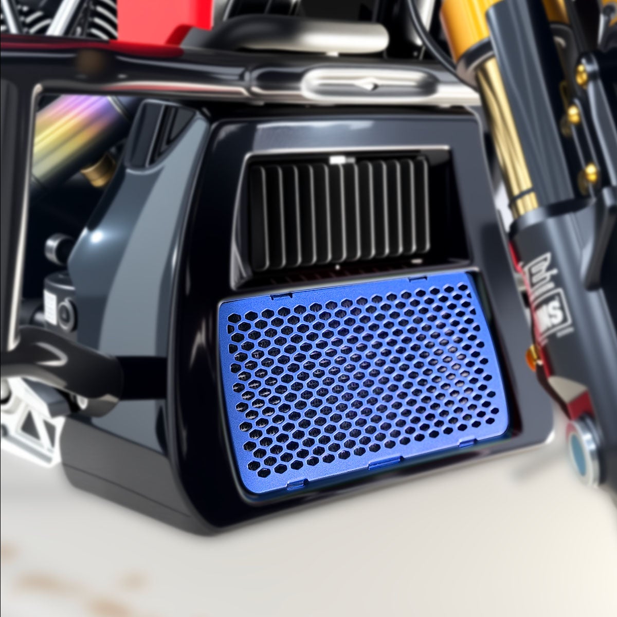オイルクーラー カバー プロテクションガード ブルー