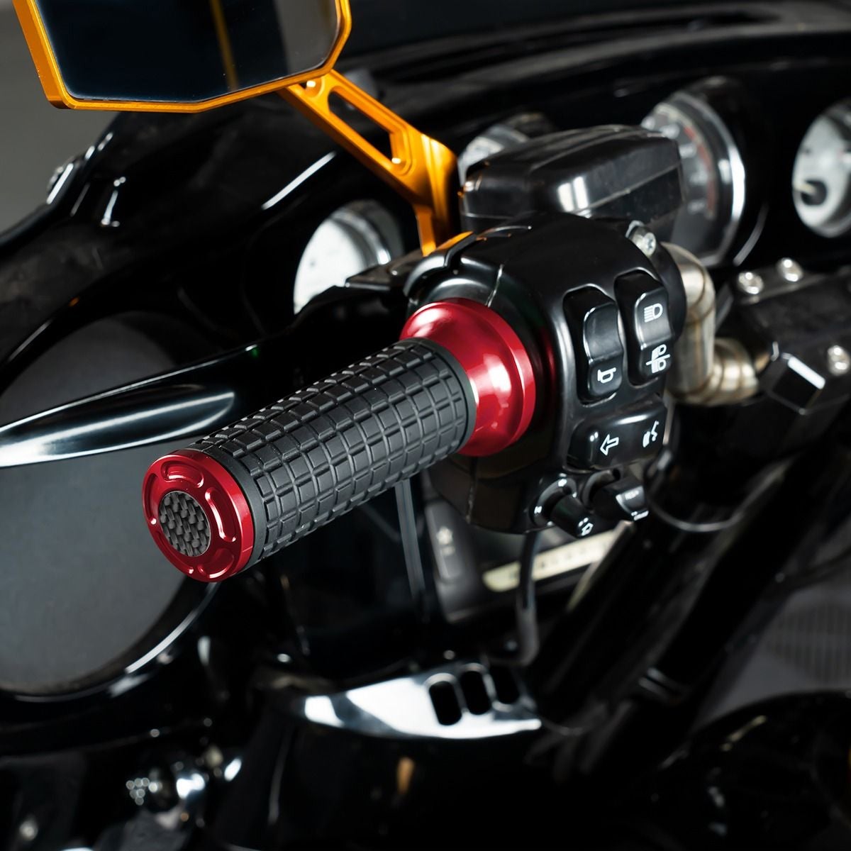MXスタイル ハンドグリップ (レッド) 電子制御スロットル用2