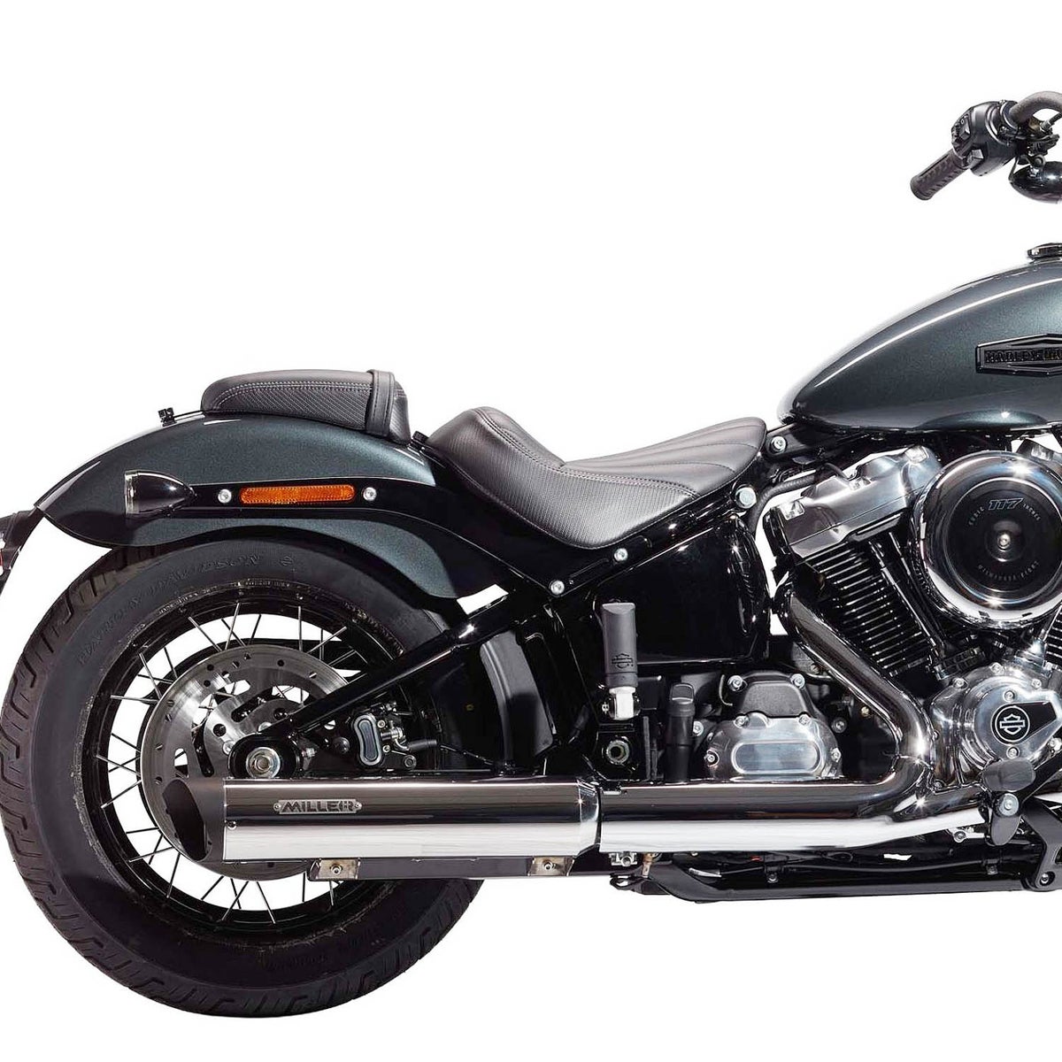 2025以降 FXBB ユーロ5対応 スリップオンマフラー スラッシュカット ポリッシュ/ブラックエンド MILLER EXHAUST 2