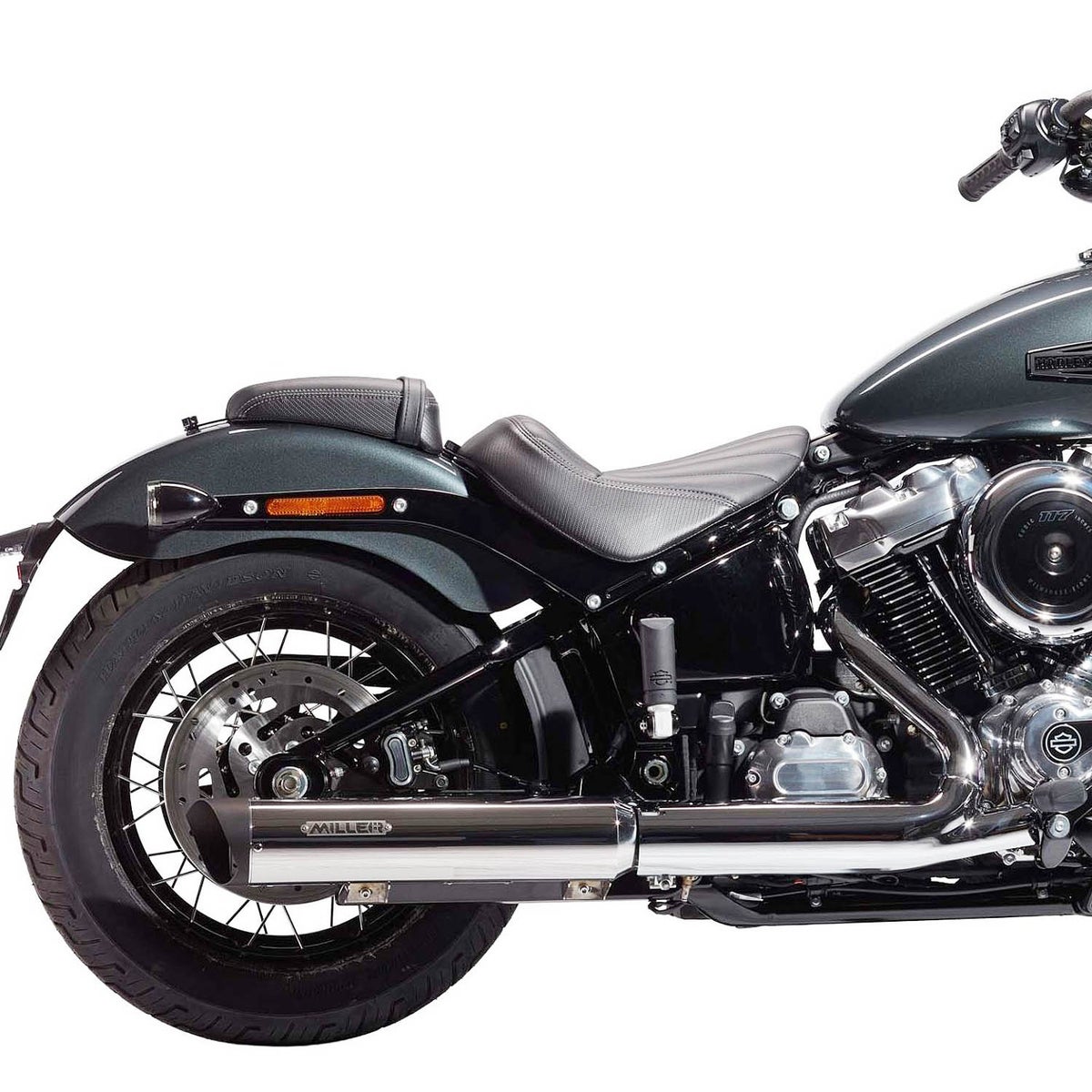 2025以降 FXLRST ユーロ5+対応 スリップオンマフラー スラッシュカット ポリッシュ/ブラックエンド MILLER EXHAUST 3
