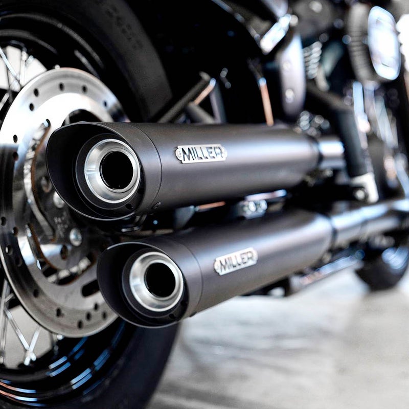 2021～2024 FXLRST ユーロ5対応 スリップオンマフラー スラッシュカット ブラック/ブラックエンド MILLER EXHAUST