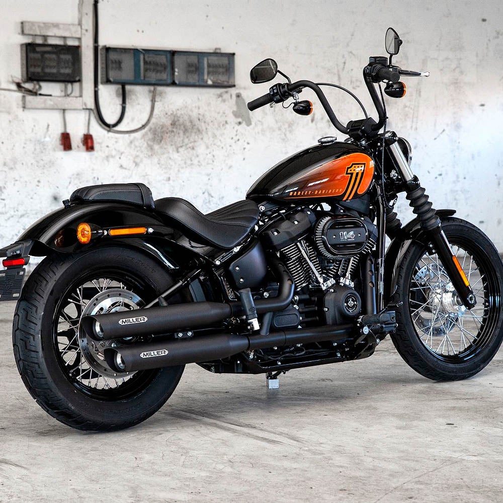 2021～2024 FXLRST ユーロ5対応 スリップオンマフラー スラッシュカット ブラック/ブラックエンド MILLER EXHAUST 2
