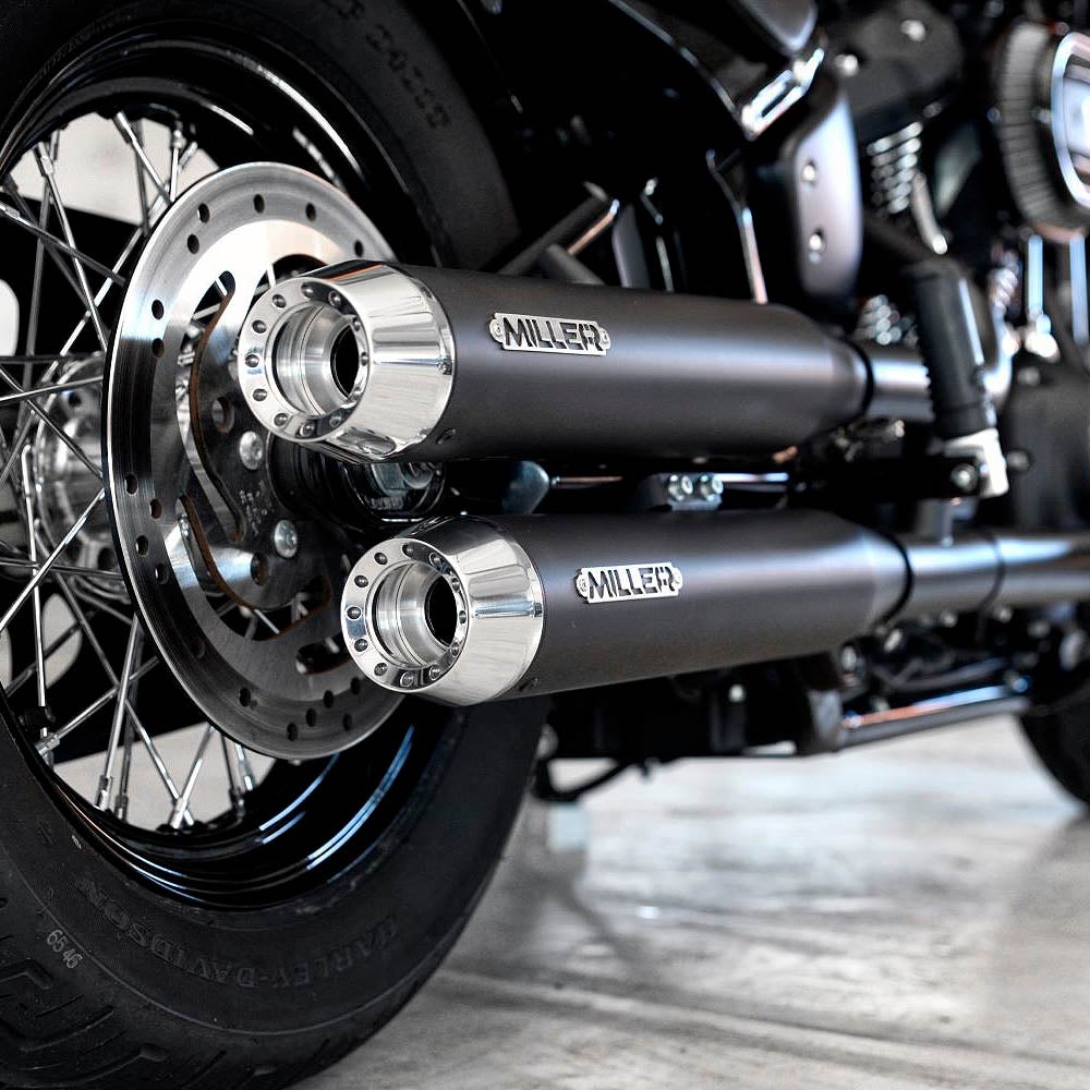 2021～2024 FXLRST ユーロ5対応 スリップオンマフラー テーパーエンド ブラック/ポリッシュエンド MILLER EXHAUST