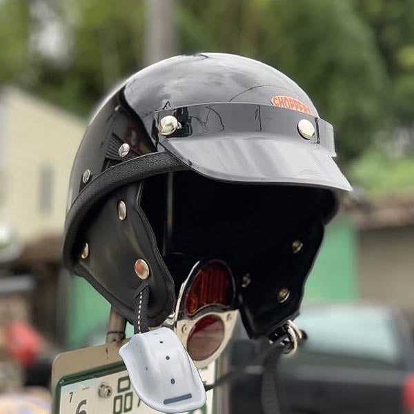 CHOPPERS オリジナル MORRIS ミニブラックバイザー付き ハーフヘルメット ホワイトチンガード ブラック