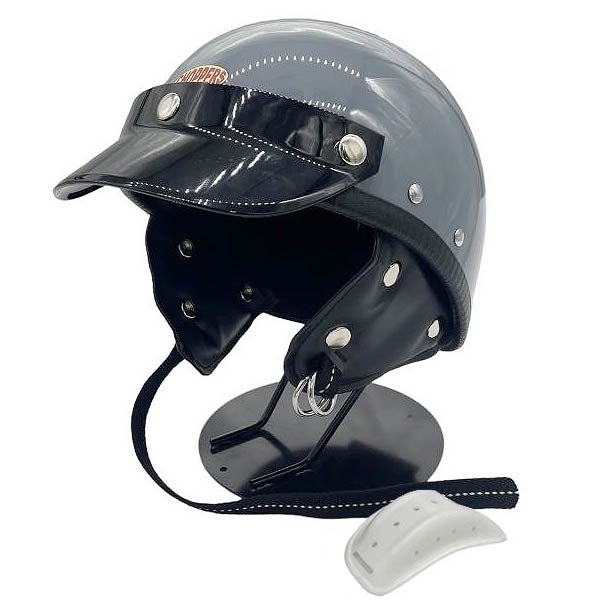 CHOPPERS オリジナル MORRIS ミニブラックバイザー付き ハーフヘルメット ホワイトチンガード ダッジグレー