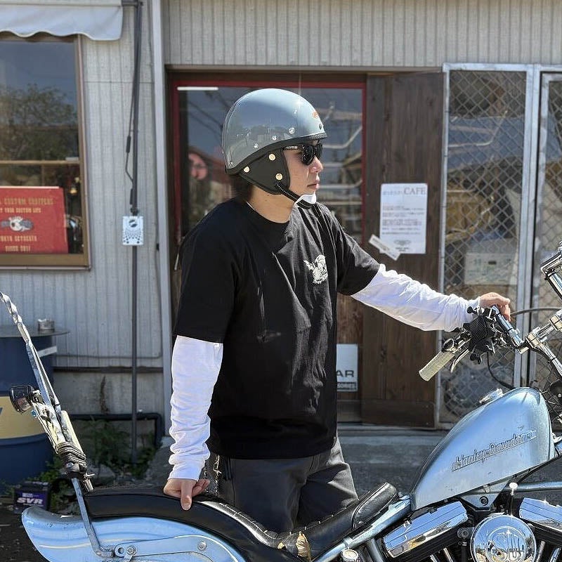CHOPPERS オリジナル MORRIS ミニブラックバイザー付き ハーフヘルメット ホワイトチンガード ダッジグレー 3