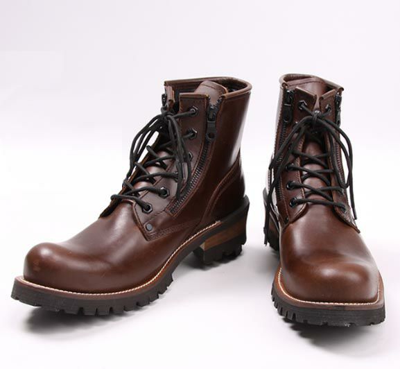 【DEGNER/デグナー】ダブルジップ/ショートブーツ（茶色）-01