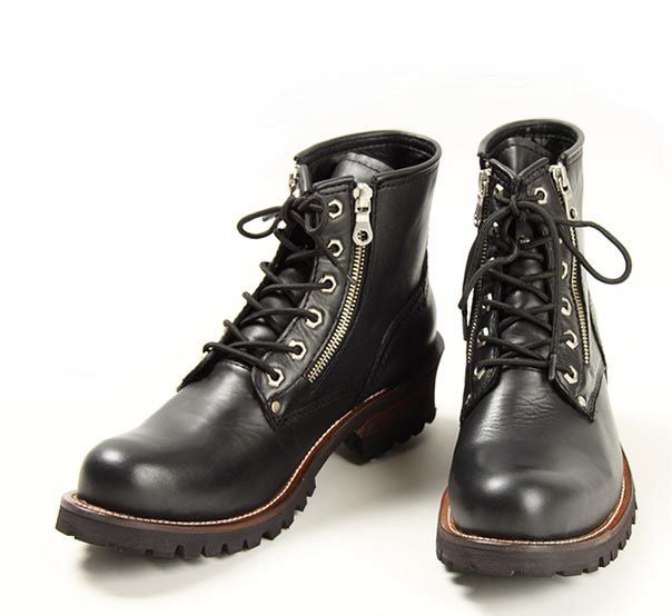 【DEGNER/デグナー】ダブルジップ/ショートブーツ（黒色）-01