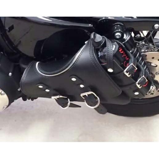 La Rosa Design スポーツスター・スイングアームバッグ（本革）　ブラック　ジッパー＆ボトルホルダー付-03