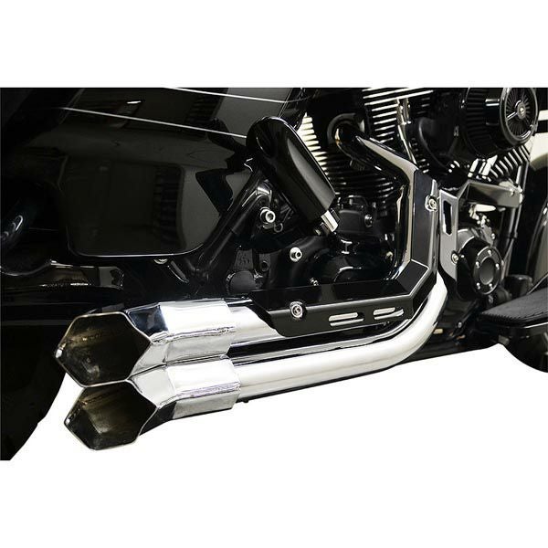 LA Choppers Fusion エキゾーストシステム　クローム/ブラックシールド/クロームエンドチップ-01